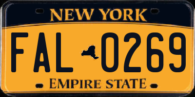 NY license plate FAL0269