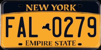 NY license plate FAL0279