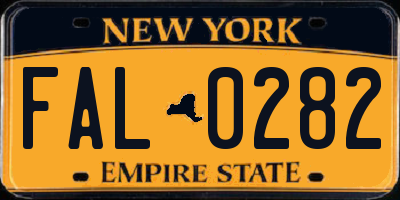 NY license plate FAL0282