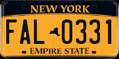 NY license plate FAL0331