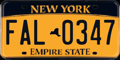 NY license plate FAL0347