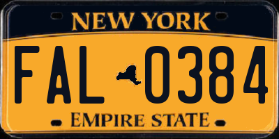 NY license plate FAL0384