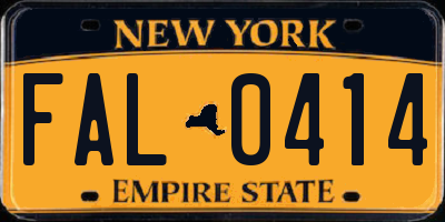 NY license plate FAL0414