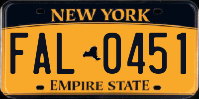 NY license plate FAL0451