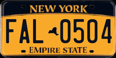 NY license plate FAL0504