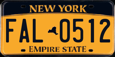 NY license plate FAL0512