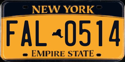 NY license plate FAL0514