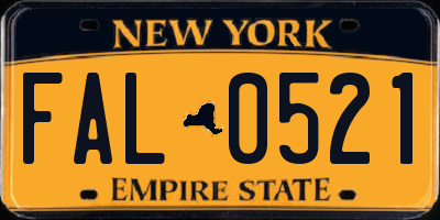 NY license plate FAL0521