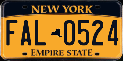 NY license plate FAL0524