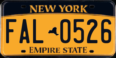 NY license plate FAL0526