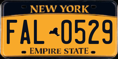 NY license plate FAL0529