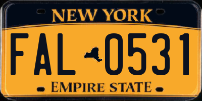 NY license plate FAL0531