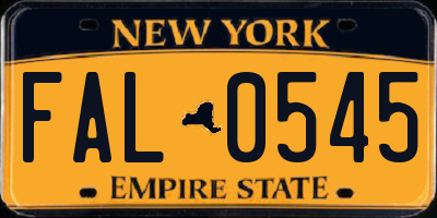 NY license plate FAL0545