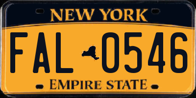 NY license plate FAL0546