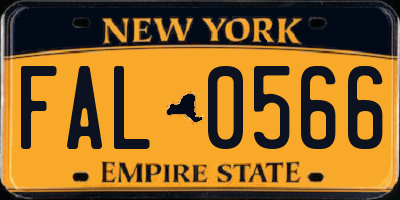 NY license plate FAL0566