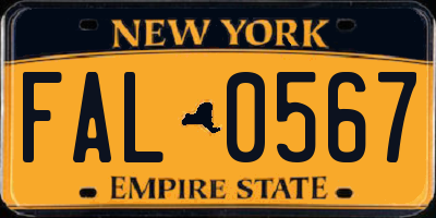 NY license plate FAL0567