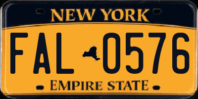 NY license plate FAL0576