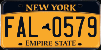 NY license plate FAL0579