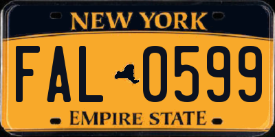NY license plate FAL0599
