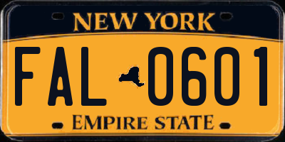 NY license plate FAL0601