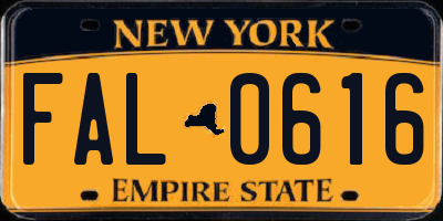 NY license plate FAL0616