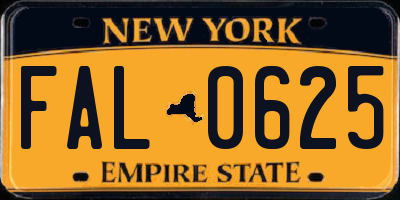 NY license plate FAL0625