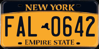 NY license plate FAL0642