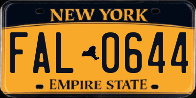 NY license plate FAL0644