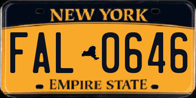 NY license plate FAL0646