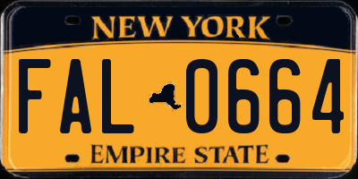 NY license plate FAL0664