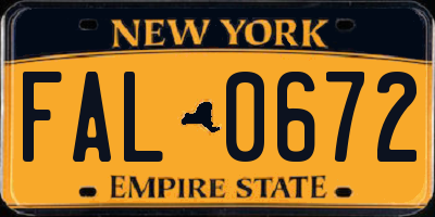 NY license plate FAL0672