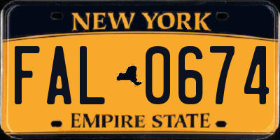 NY license plate FAL0674