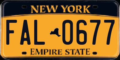 NY license plate FAL0677