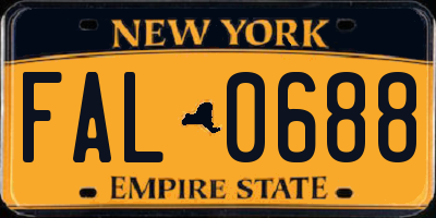 NY license plate FAL0688