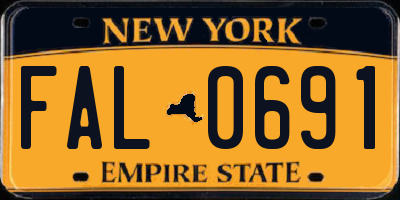 NY license plate FAL0691