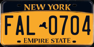 NY license plate FAL0704