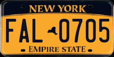 NY license plate FAL0705