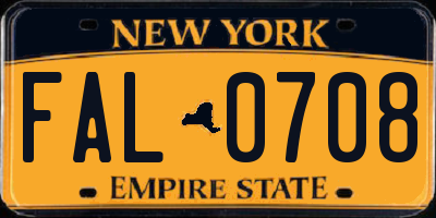 NY license plate FAL0708
