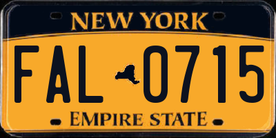 NY license plate FAL0715