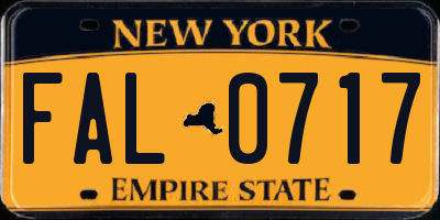 NY license plate FAL0717