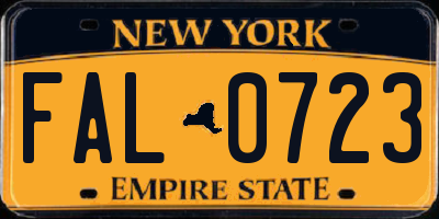 NY license plate FAL0723
