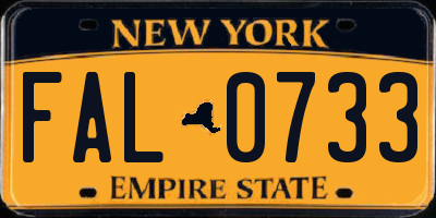NY license plate FAL0733