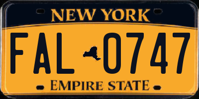 NY license plate FAL0747