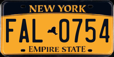 NY license plate FAL0754