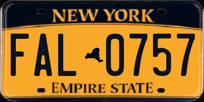 NY license plate FAL0757