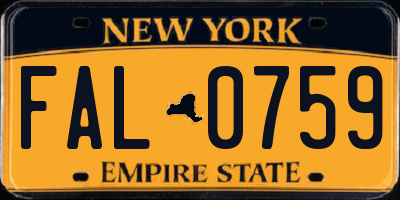 NY license plate FAL0759