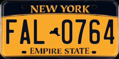 NY license plate FAL0764