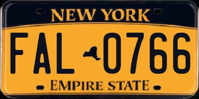 NY license plate FAL0766