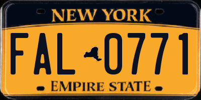 NY license plate FAL0771