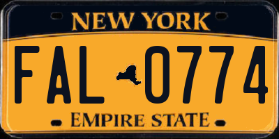 NY license plate FAL0774